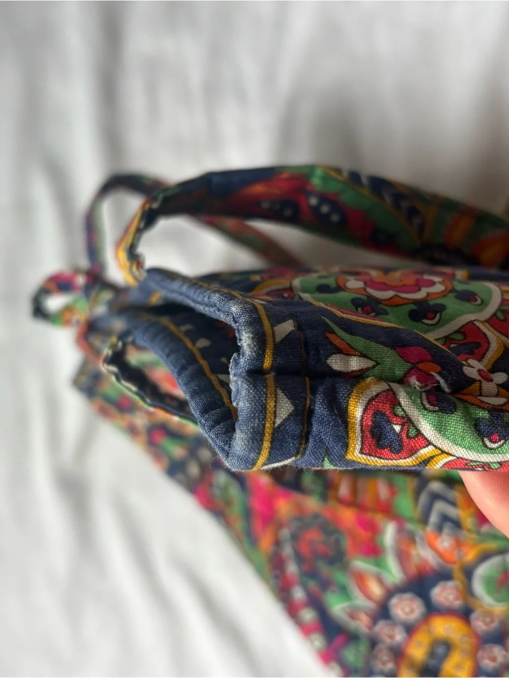 Vera Bradley Paisley Quilted Tote in Green, Pink, Orange & Navy